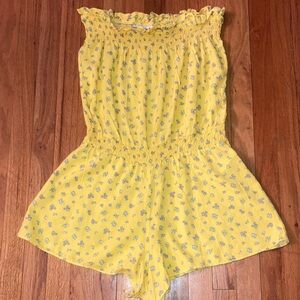 Jolie & Joy Yellow Floral Smocked Romper M